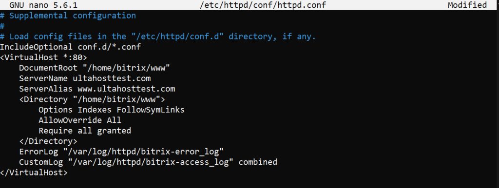 The Apache virtual host