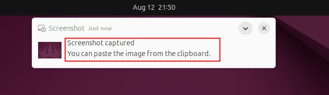 Screenshot saved message
