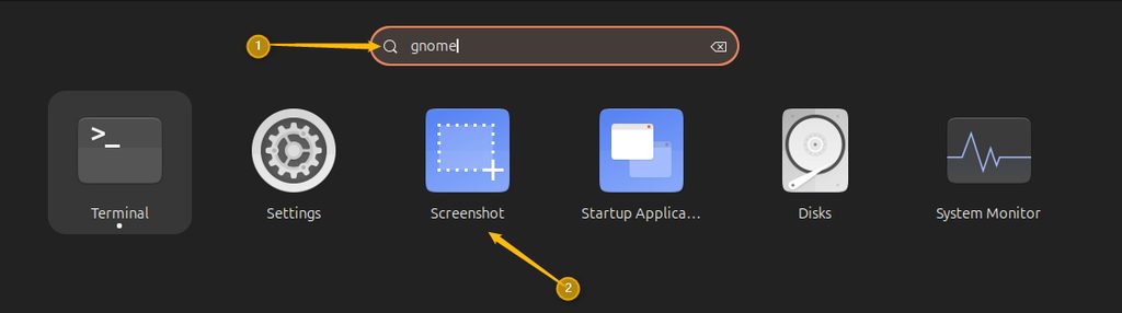 GNOME Screenshot in the applications menu