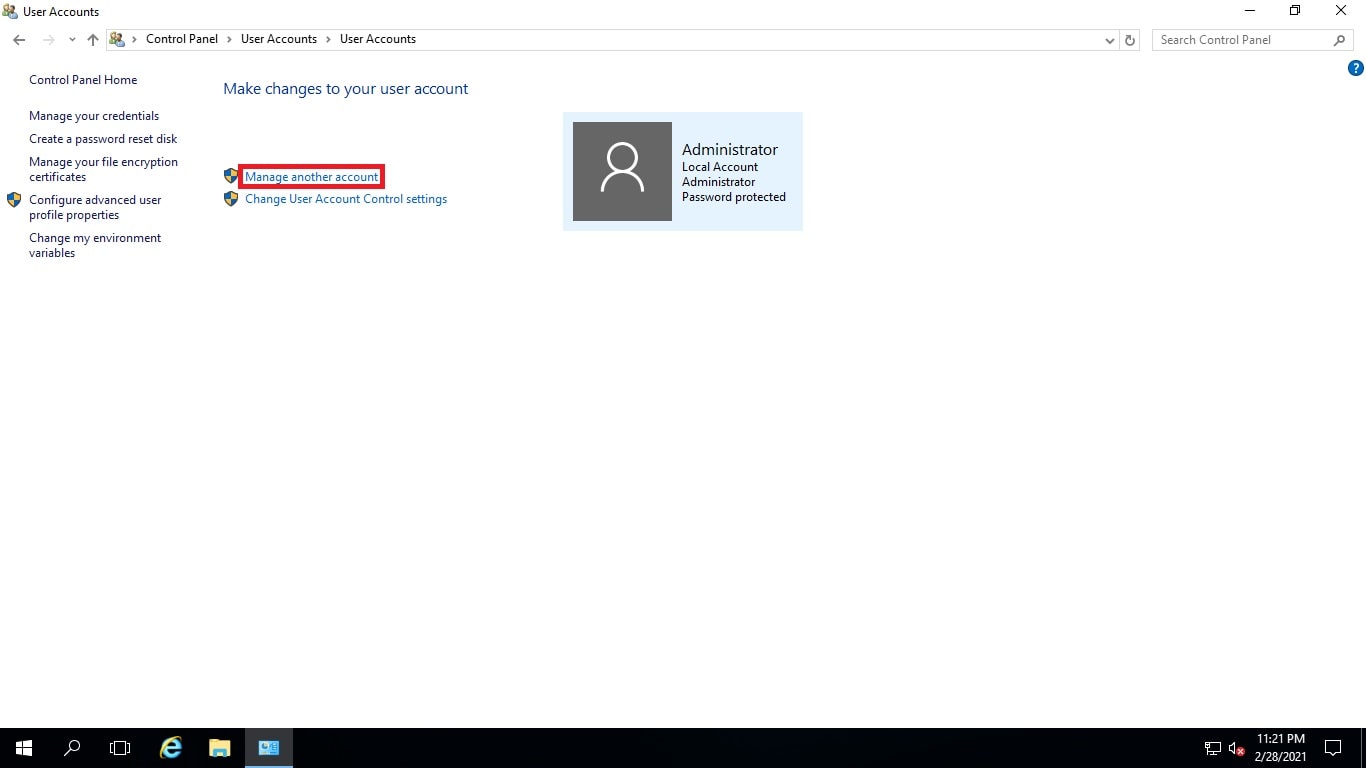 Screenshot: Type this command and press Enter: net user Administrator * This asks you for a new passwo