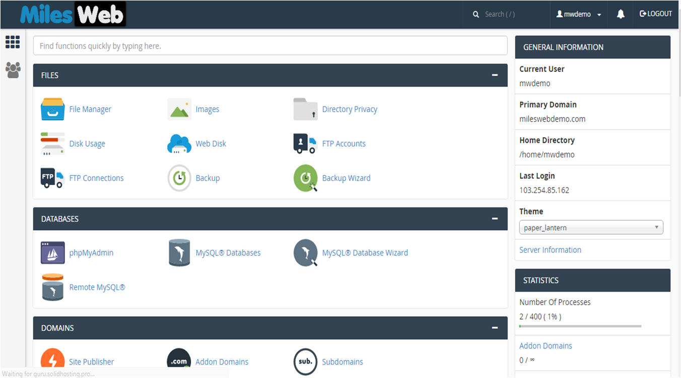 Screenshot: Open the user menu at the top right and click Change Style .