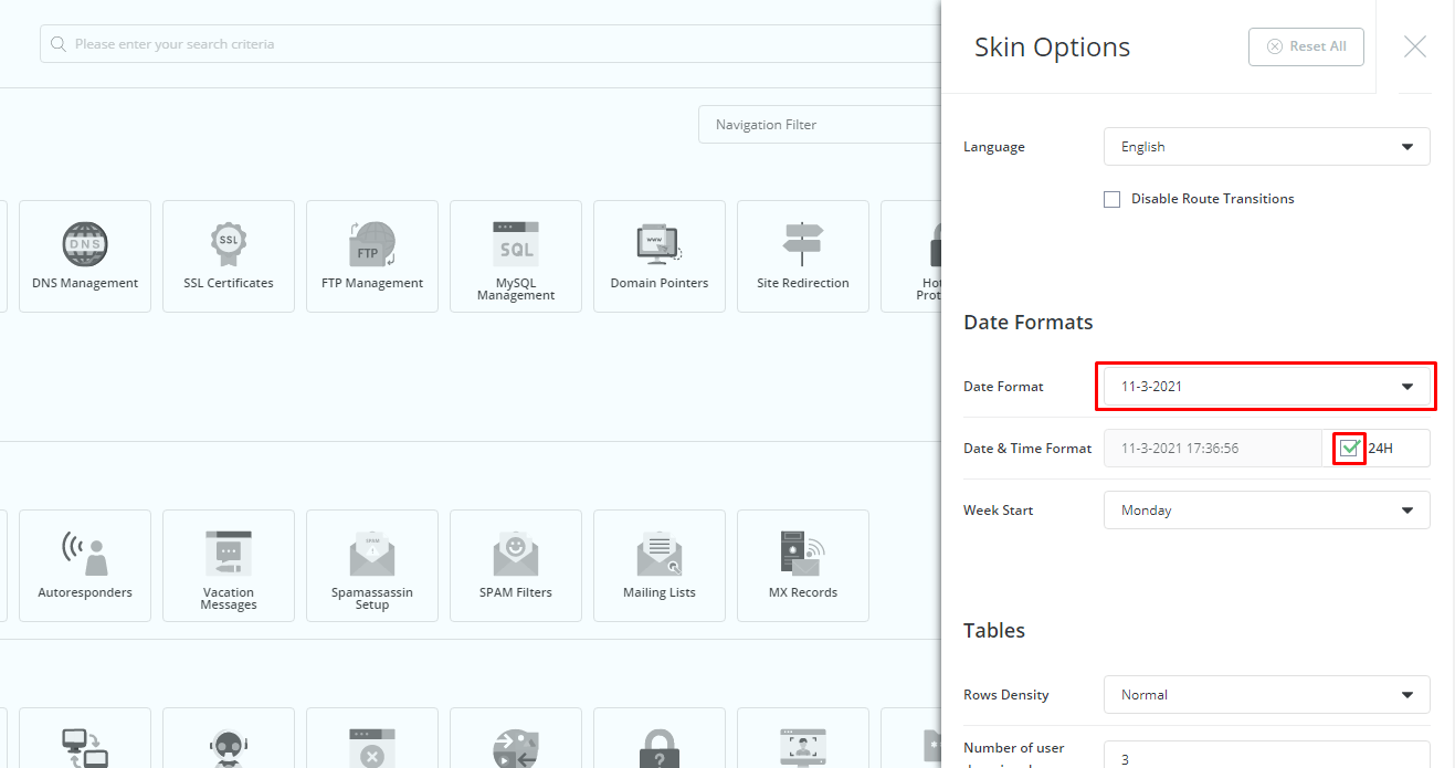 Screenshot: Pick a date format, a time format and a time zone.