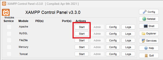Apache and MySQL running