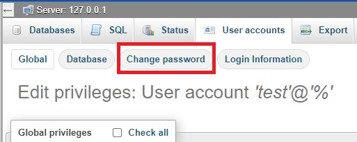 The Change password button