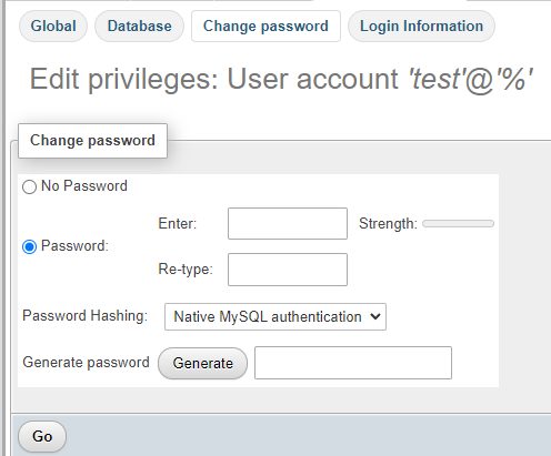 Entering the new password