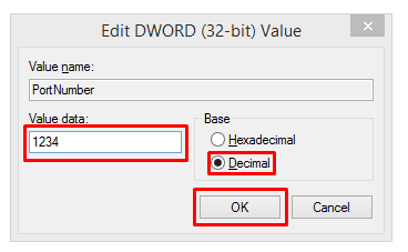 Screenshot: Type your new port, for example 40000. Pick a number between 1025 and 65535 that nothing e