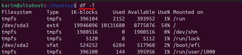 df with file system types