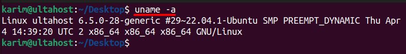 Output of uname -a