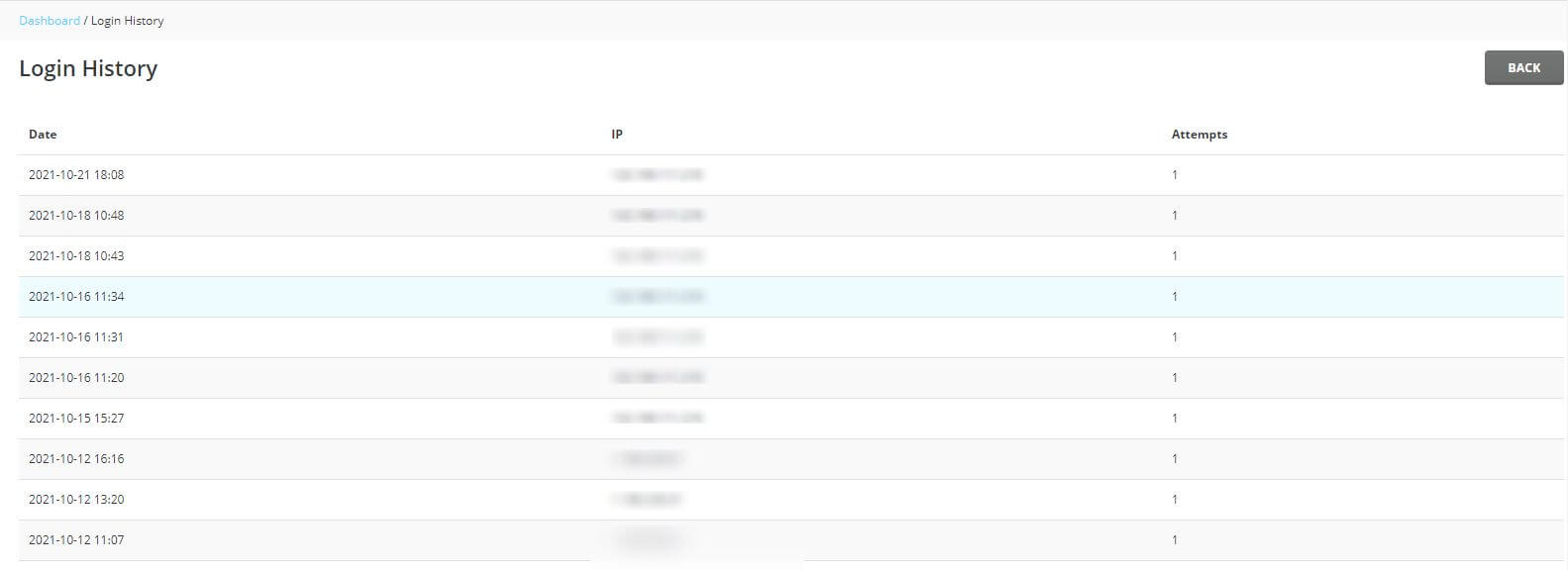 Screenshot: Login history lists when and where your account was used.