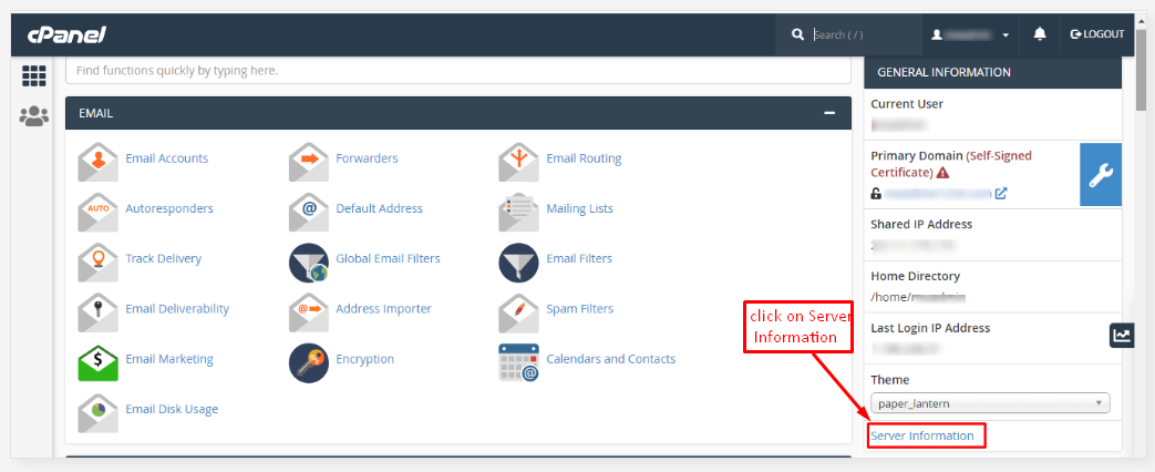 Screenshot: cPanel and WHM share one version number.