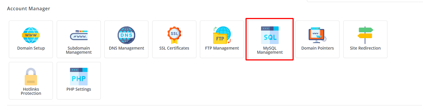 Screenshot: Open MySQL Management .