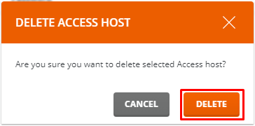 Screenshot: Go back to Access Hosts . Click Delete next to the address. Do this when you no longer nee