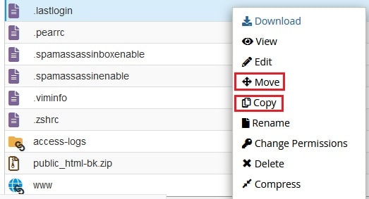 Screenshot: Click Move in the toolbar.