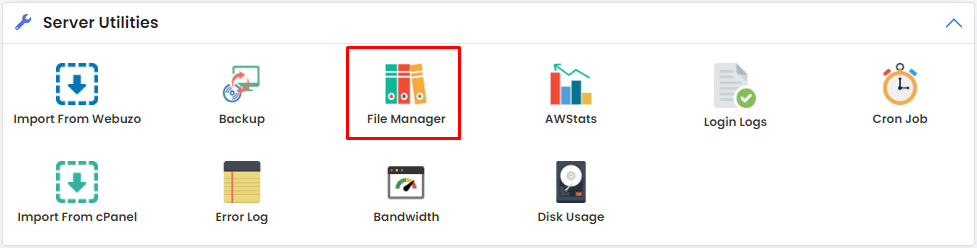 Screenshot: Open File Manager .