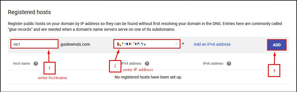 Screenshot: Register the host names and IPs first.