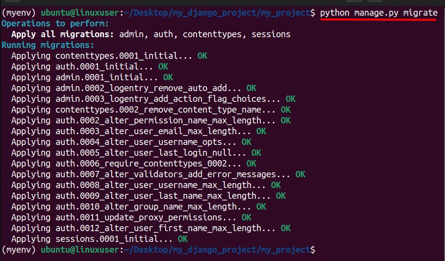 Applying migrations