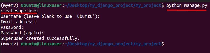 Running createsuperuser
