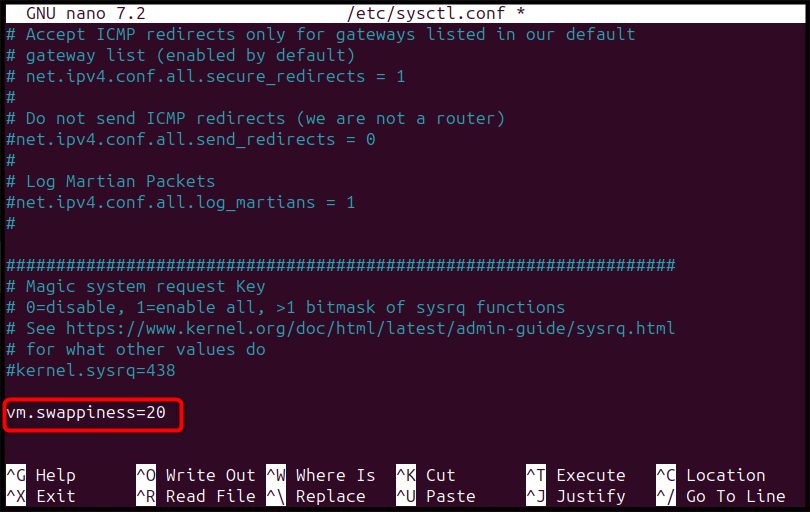 Swappiness in sysctl.conf