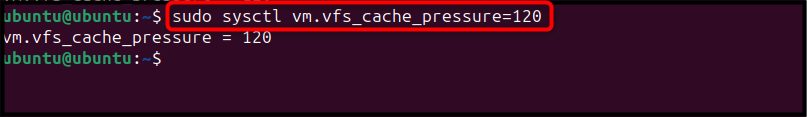Setting the cache pressure
