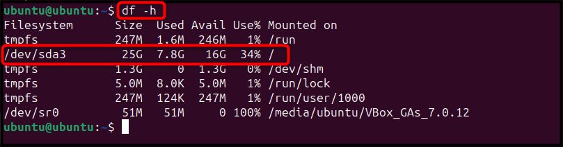 Free disk space