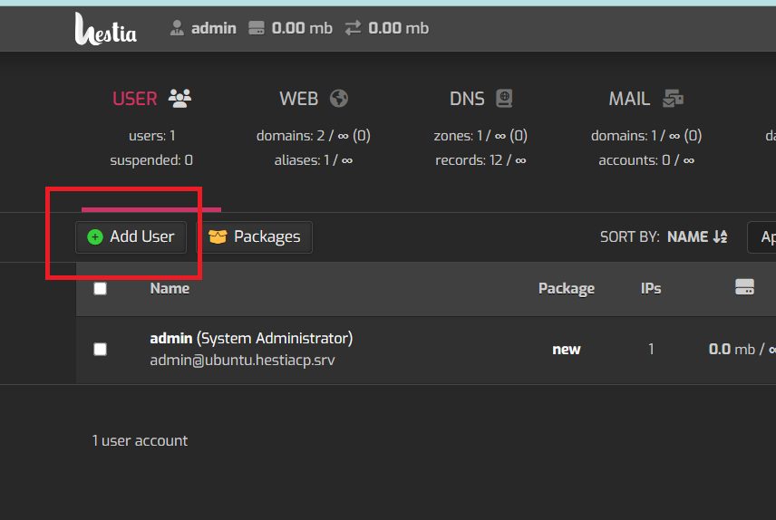 The Add User button