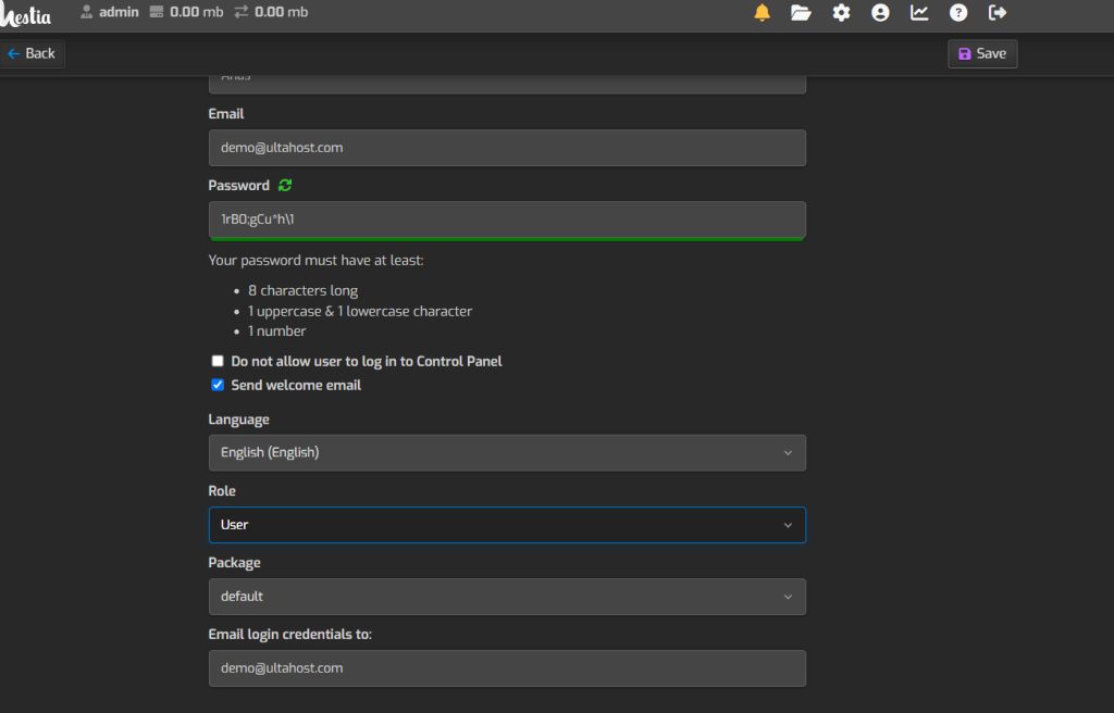 The user details