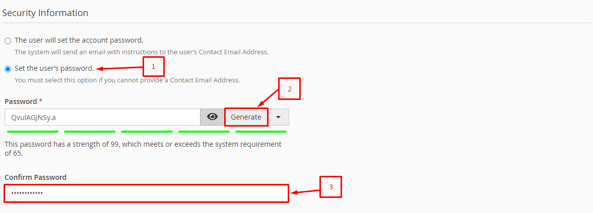 Screenshot: Use Create a New Account , then fill in domain, username, password and email.