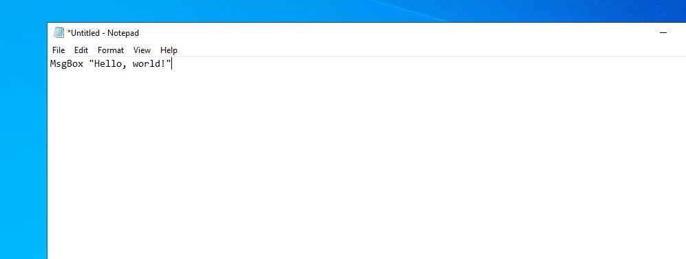 A VBScript in Notepad