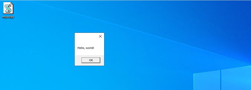 The Hello World message box