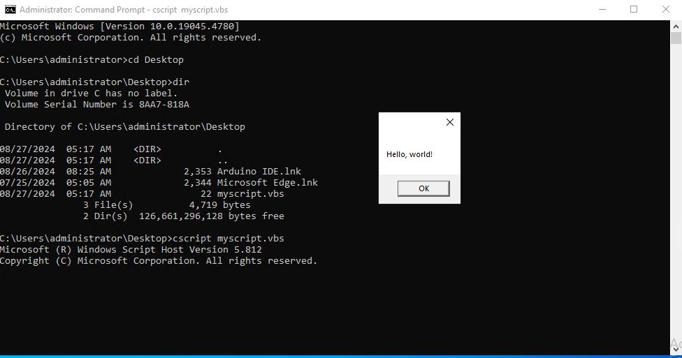 Running the script with cscript