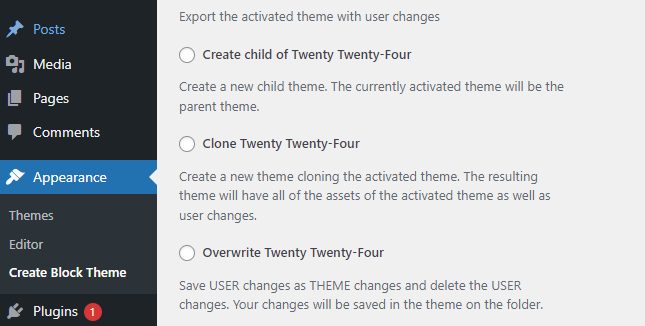 Creating a child theme