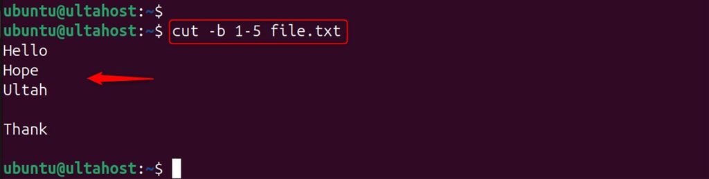Extracting bytes 1 to 5