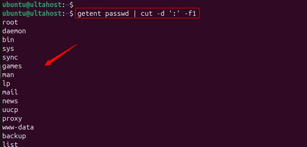 User names with getent and cut