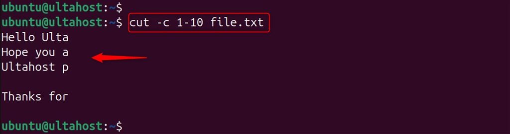 Extracting characters 1 to 10