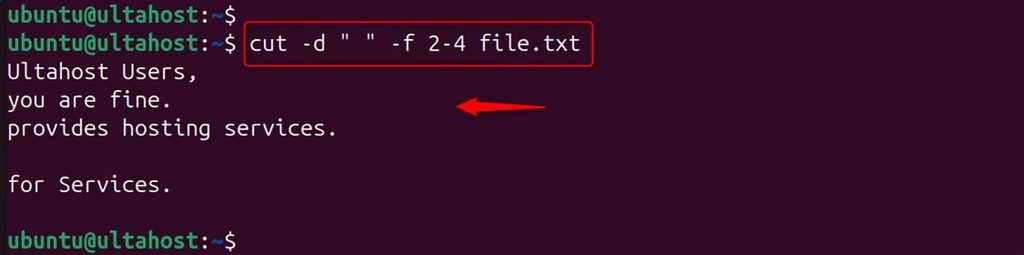 Extracting a range of fields