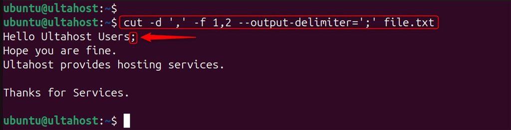 A semicolon as the output delimiter