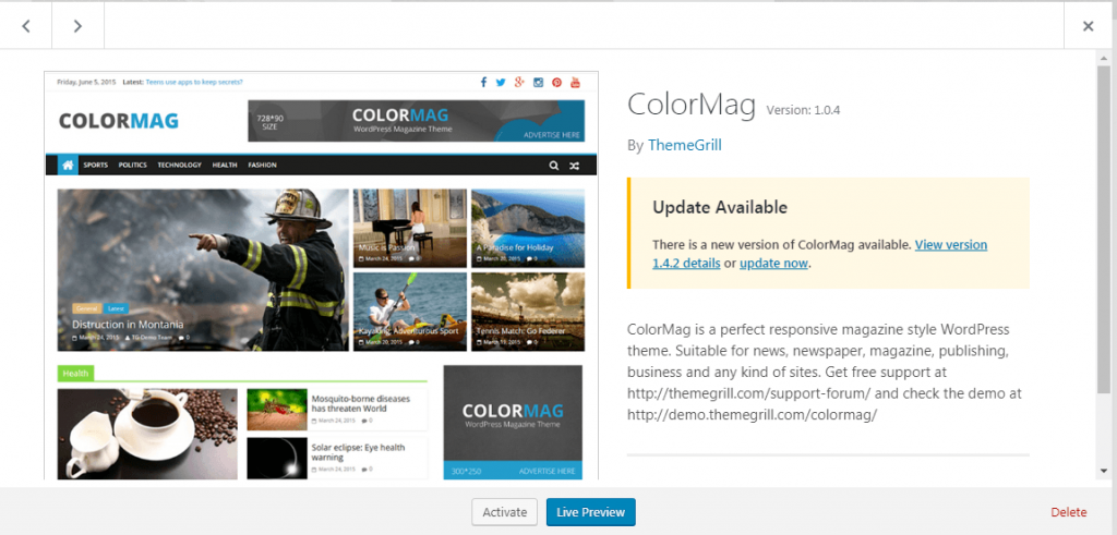 Screenshot: Right-click the folder of the theme you want to remove.