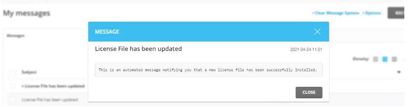 Screenshot: Look for options about update messages, license messages or notifications.
