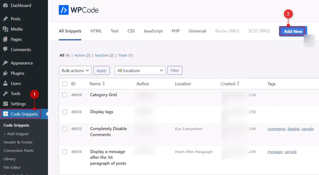 Installing WPCode