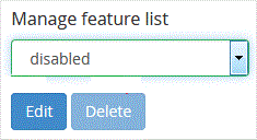 Screenshot: In the list of feature lists, find disabled .