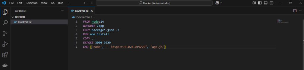 The Dockerfile with the debug port