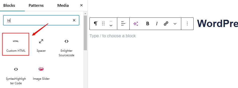 The Custom HTML block