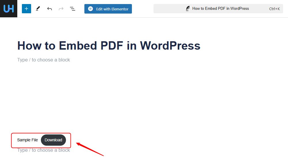 The embedded PDF with a download button