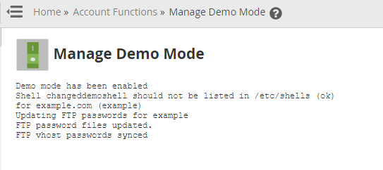 Screenshot: Click Disable Demo Mode .