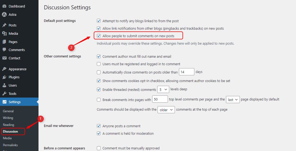 The setting for new posts