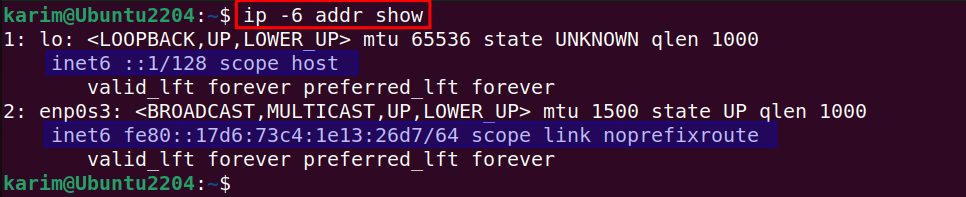 IPv6 addresses before the change