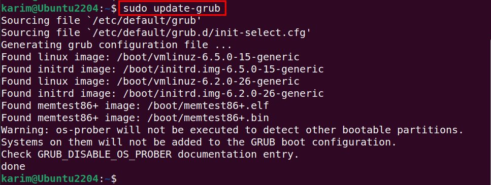 Updating GRUB