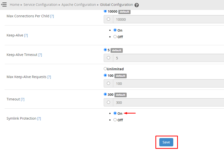 Screenshot: Scroll down and click Save .