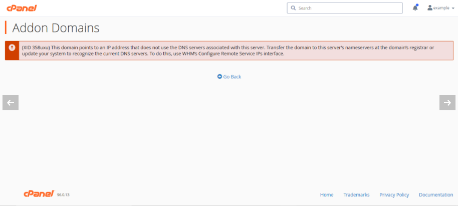 error screenshot