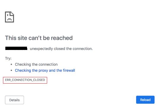 The ERR_CONNECTION_CLOSED error in Chrome